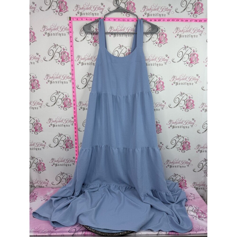 Black bow dress long tier Light Blue Maxi Dress with Tiered Skirt